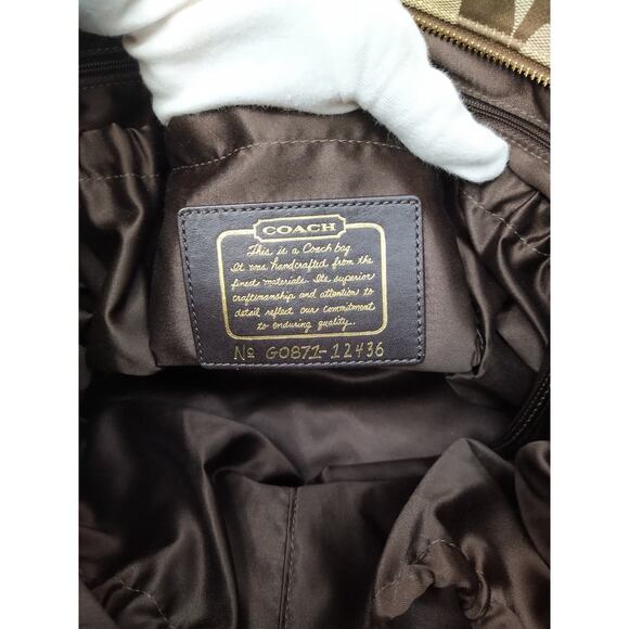 Coach Signature Brown Canvas Stripe Double Handles Diaper Tote Bags - Picture 12 of 16